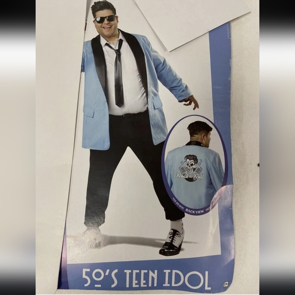 A 50's Teen Idol Fitted Rock Print Style Costume Box Coat Solo Button Closure. - Picture 1 of 10
